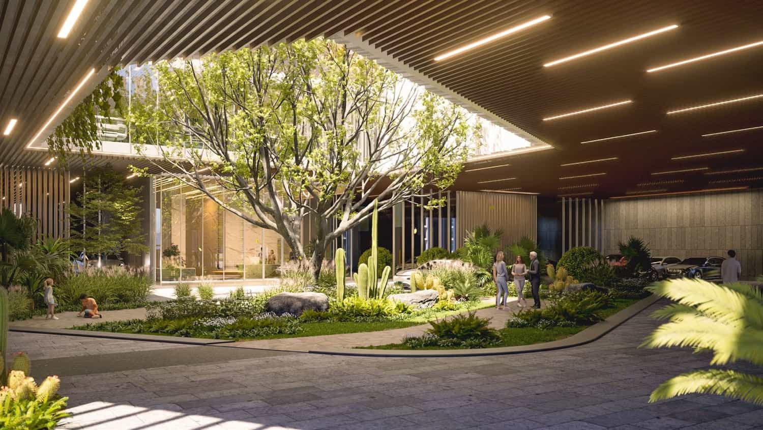 Lush Central Courtyard & Green Podium